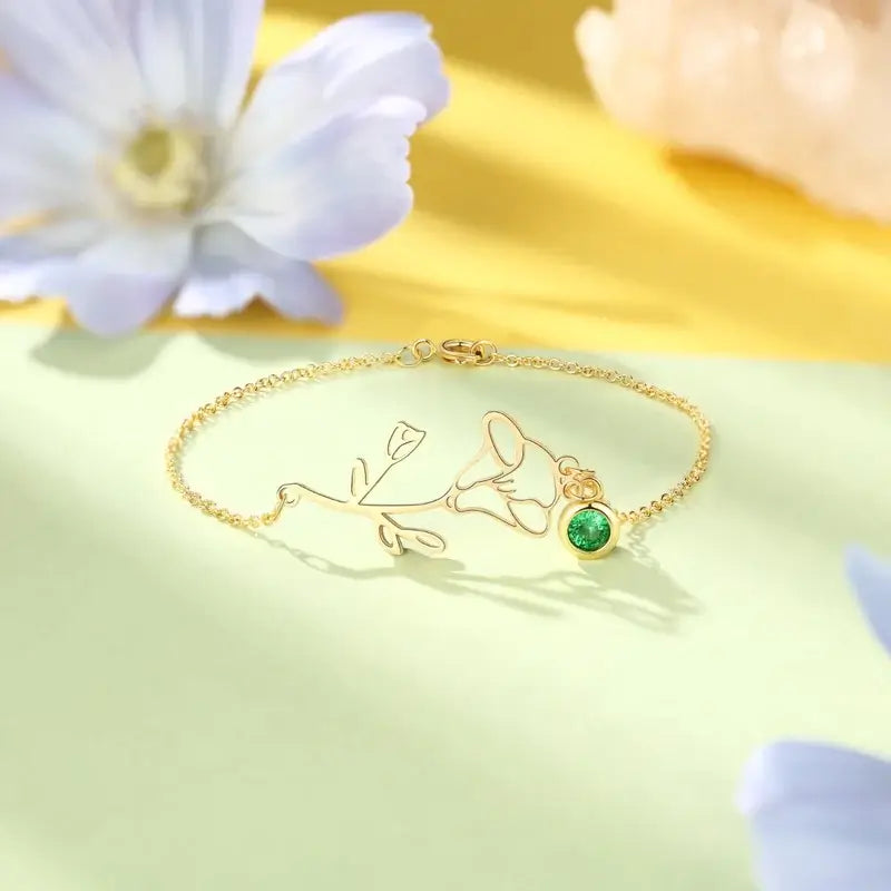 Birth Flower Birthstone Bracelet