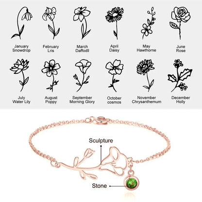 Birth Flower Birthstone Bracelet