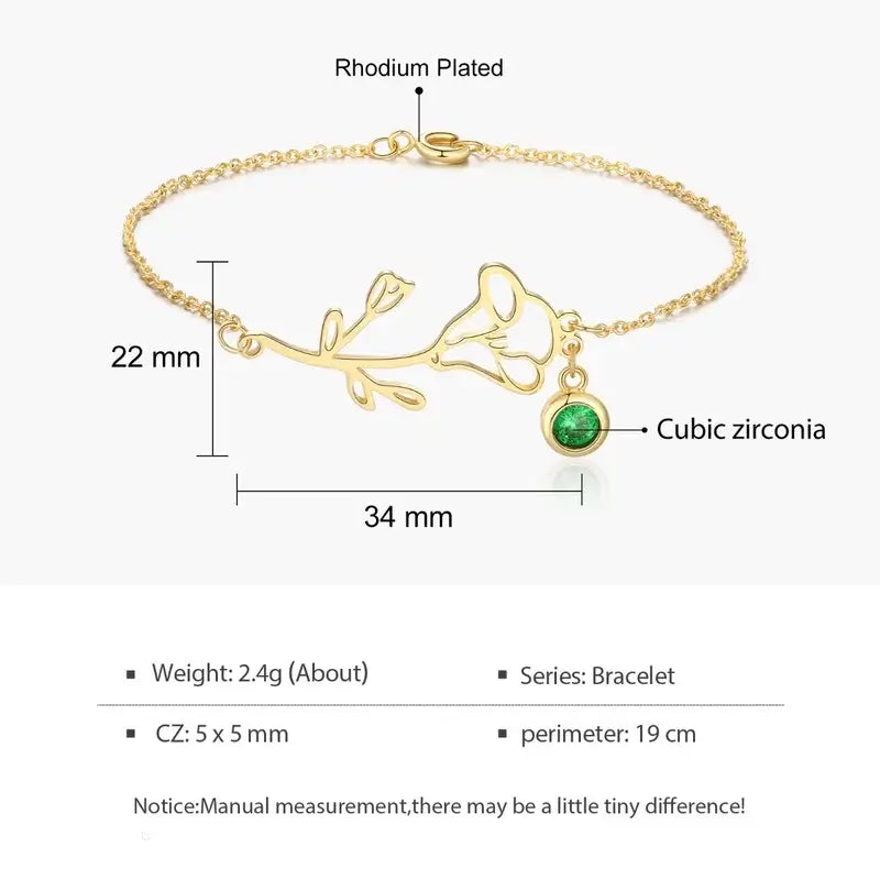 Birth Flower Birthstone Bracelet