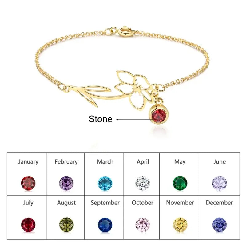Birth Flower Birthstone Bracelet