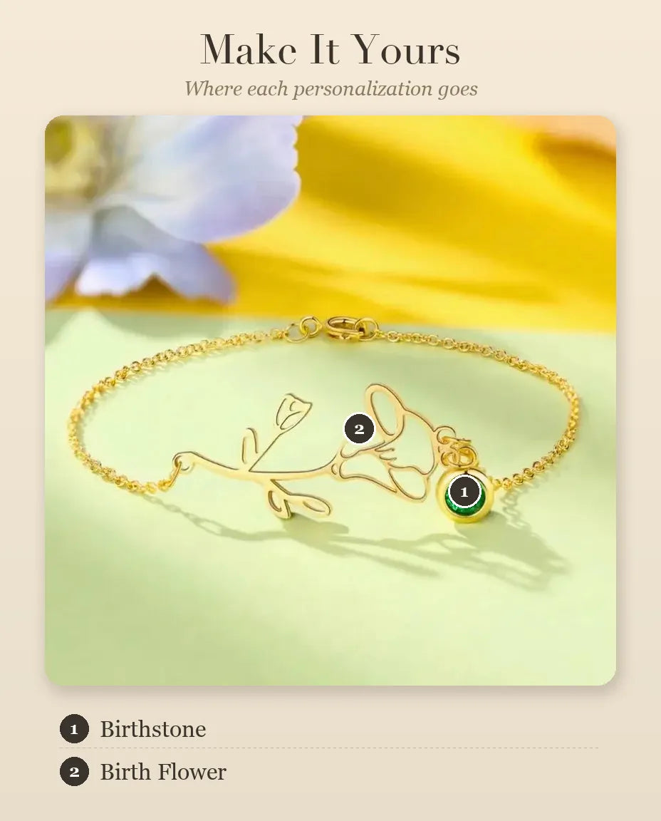 Birth Flower Birthstone Bracelet – personalization guide