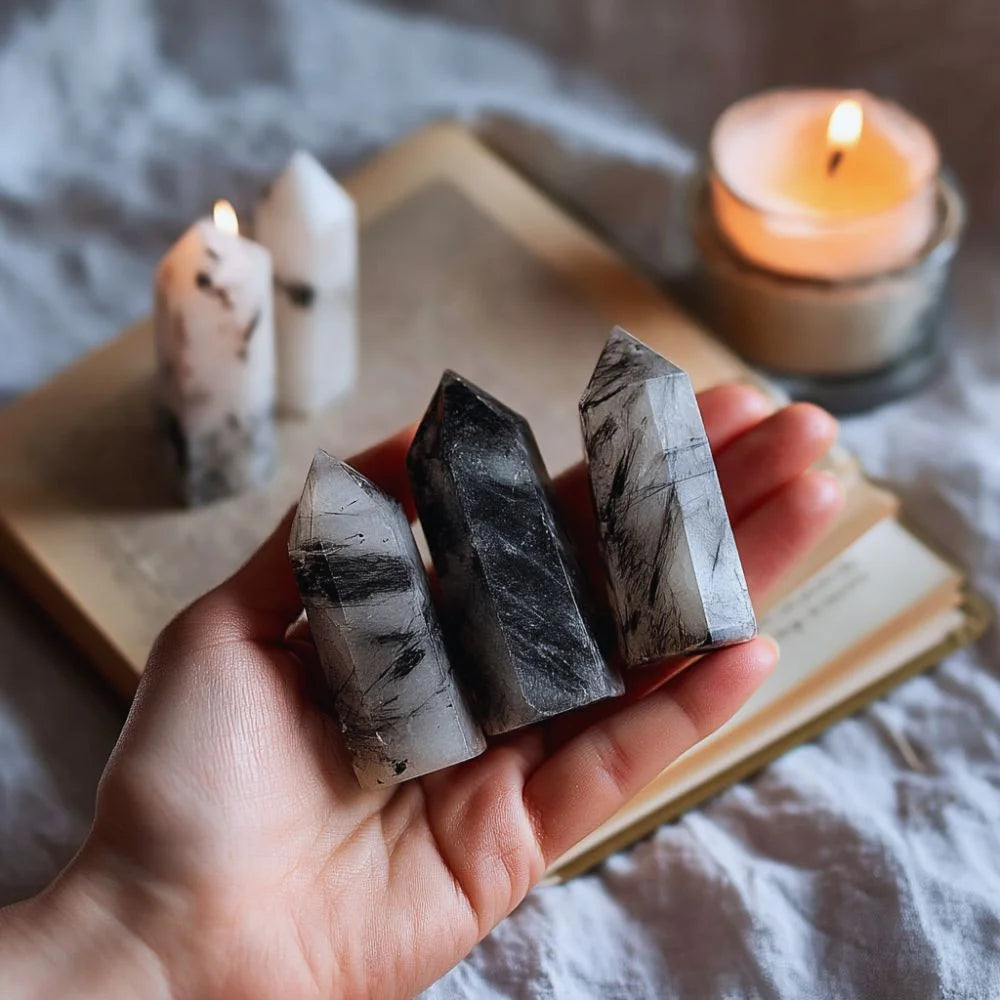 Black Rutilated Quartz Crystal Point - AAA Premium Quality