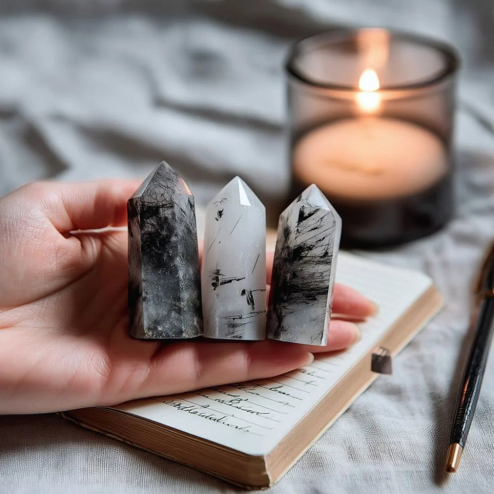Black Rutilated Quartz Crystal Point - AAA Premium Quality