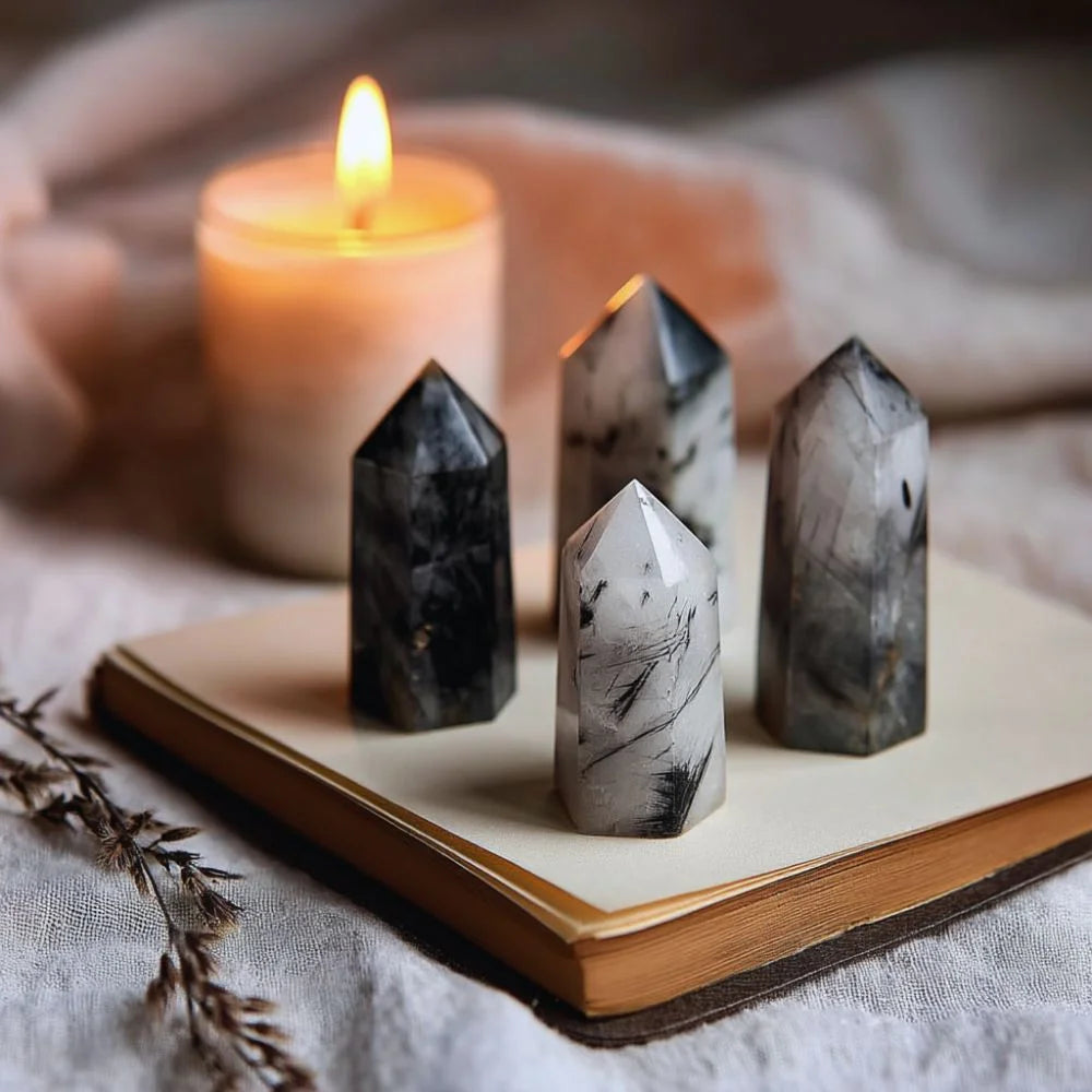 Black Rutilated Quartz Crystal Point - AAA Premium Quality