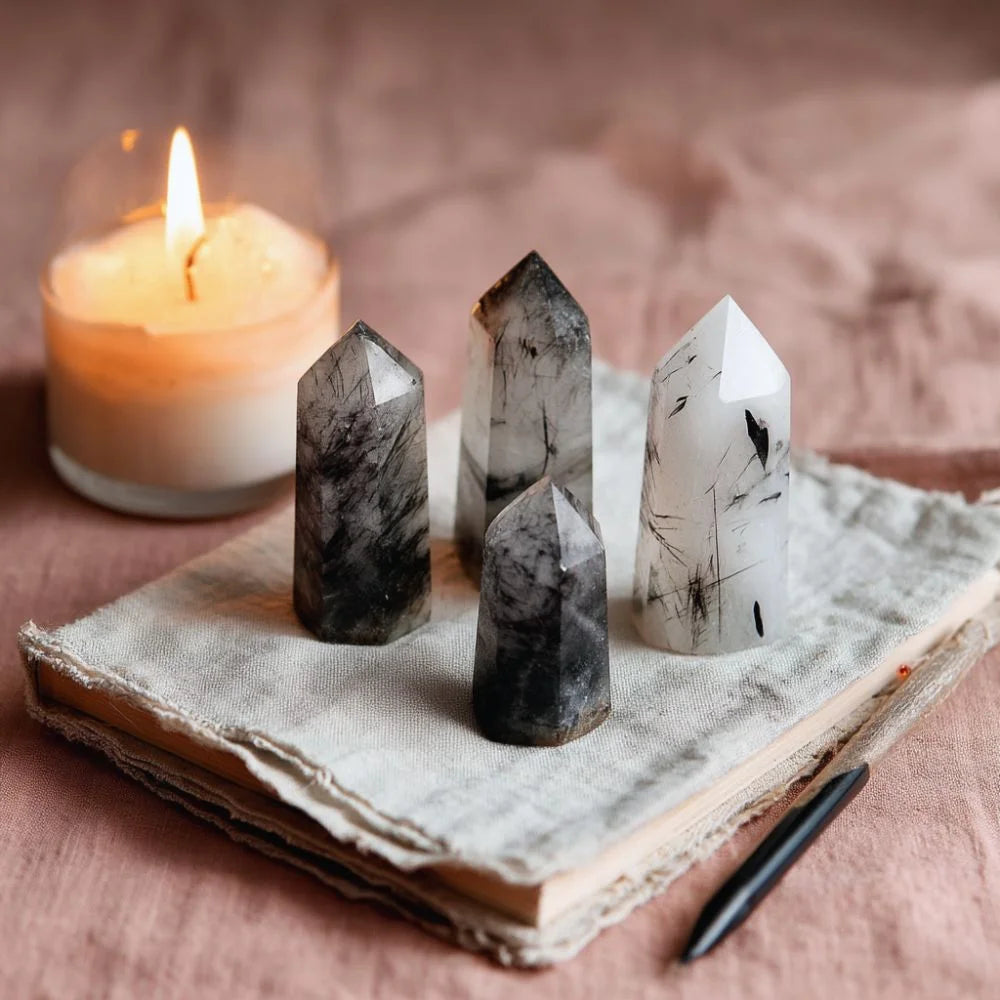 Black Rutilated Quartz Crystal Point - AAA Premium Quality