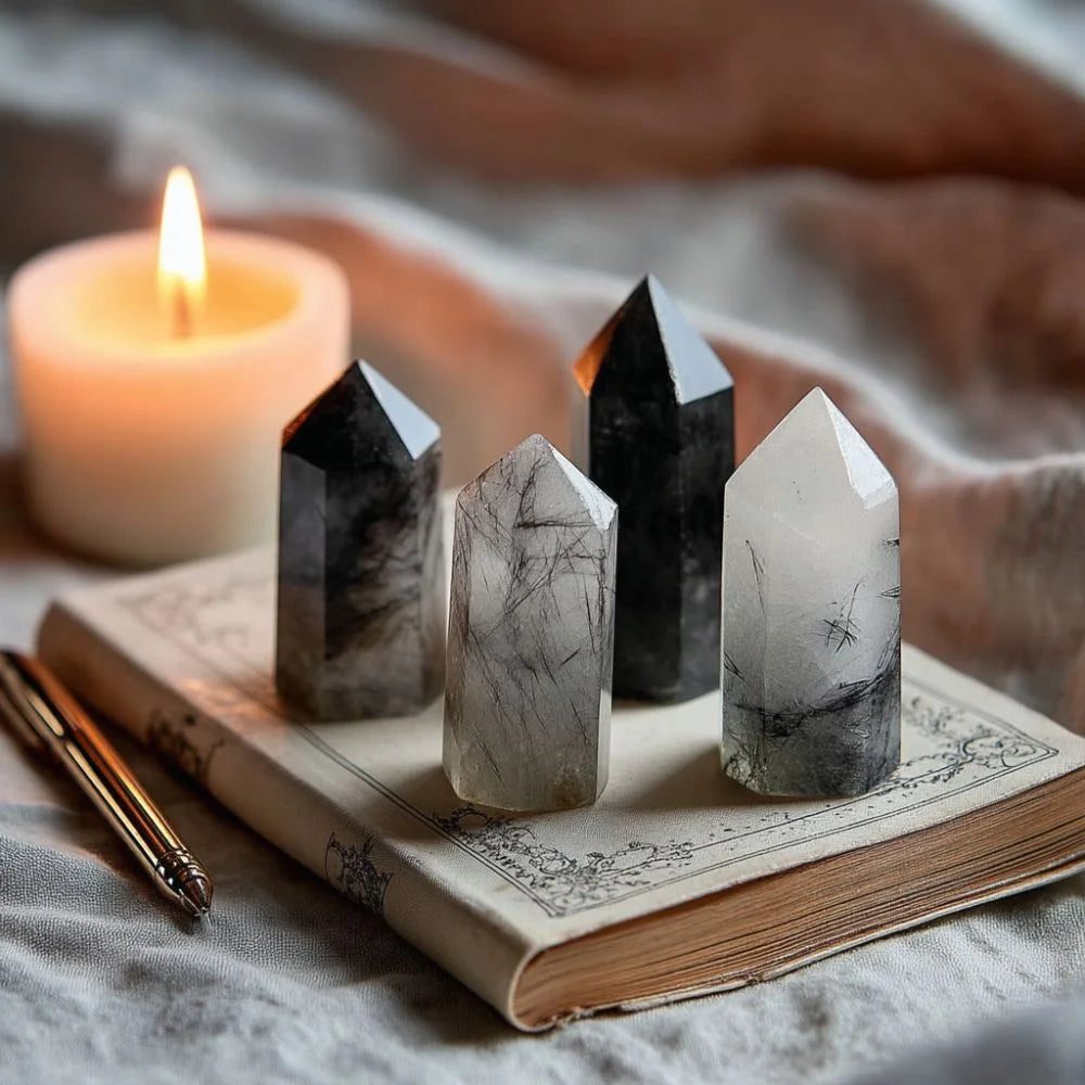 Black Rutilated Quartz Crystal Point - AAA Premium Quality