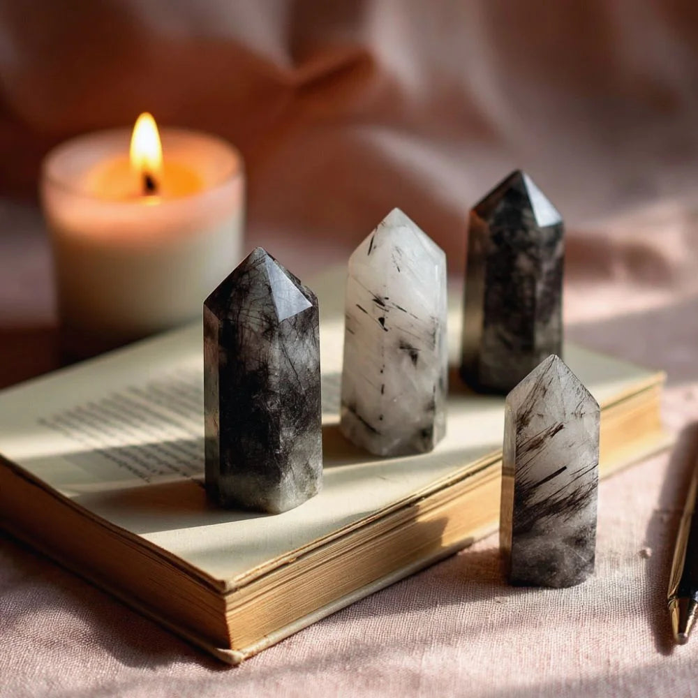 Black Rutilated Quartz Crystal Point - AAA Premium Quality