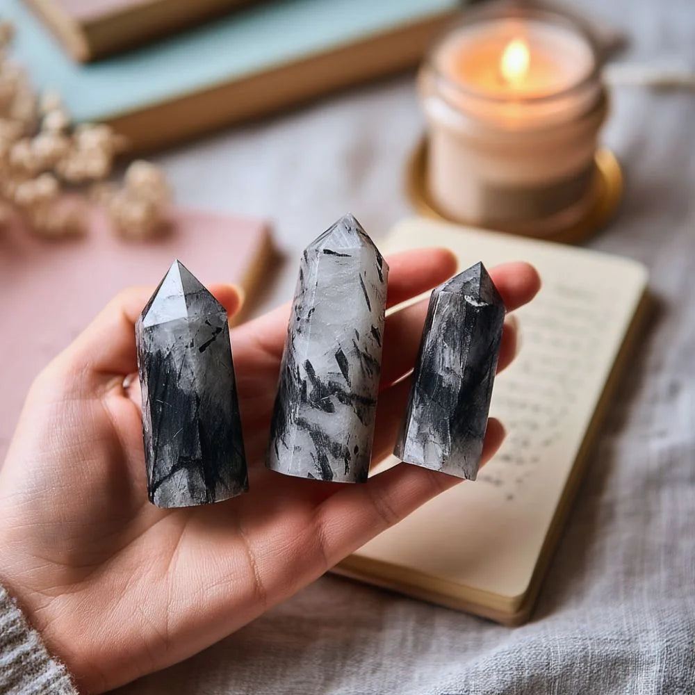 Black Rutilated Quartz Crystal Point - AAA Premium Quality
