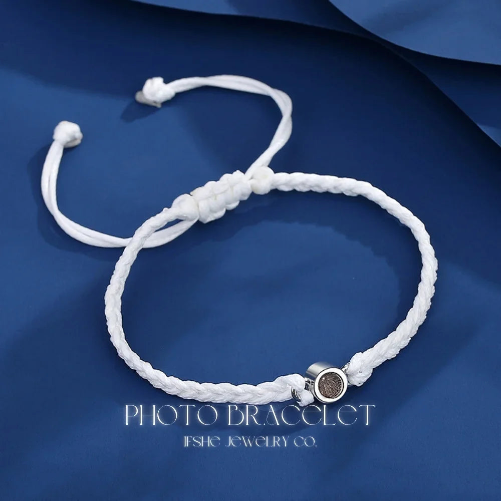 Braided Rope Bracelet with Picture Inside - Photo Projection Charm Bracelet