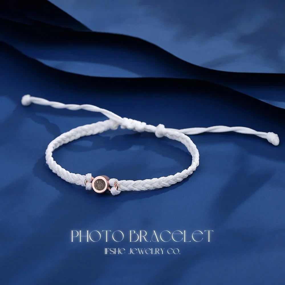 Braided Rope Bracelet with Picture Inside - Photo Projection Charm Bracelet