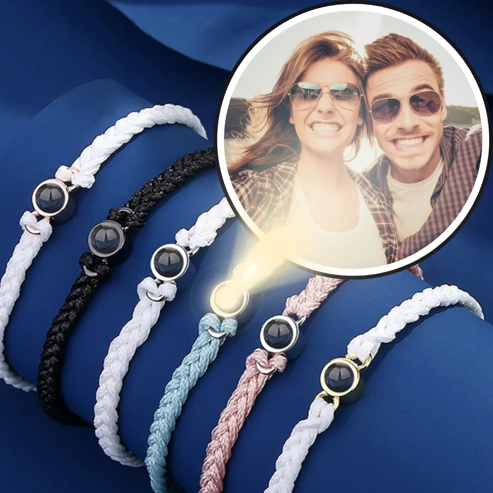 Braided Rope Bracelet with Picture Inside - Photo Projection Charm Bracelet