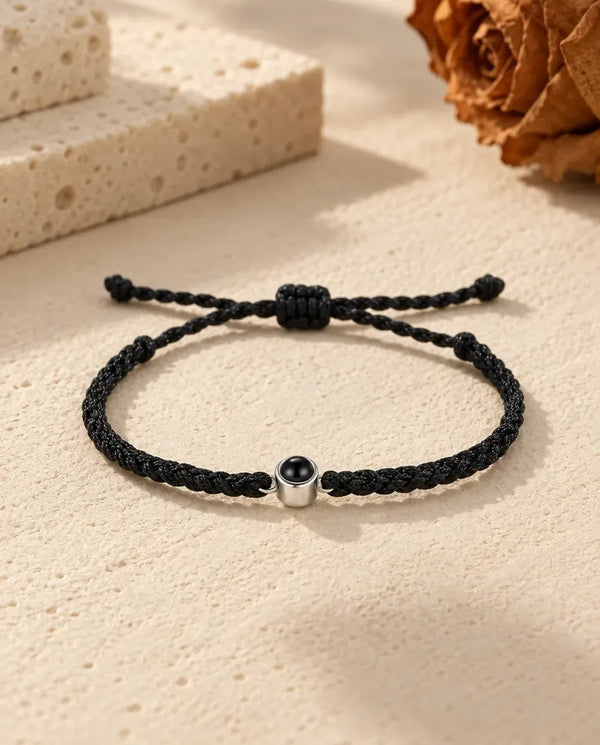 Friendship Knot Photo Projection Bracelet - in black