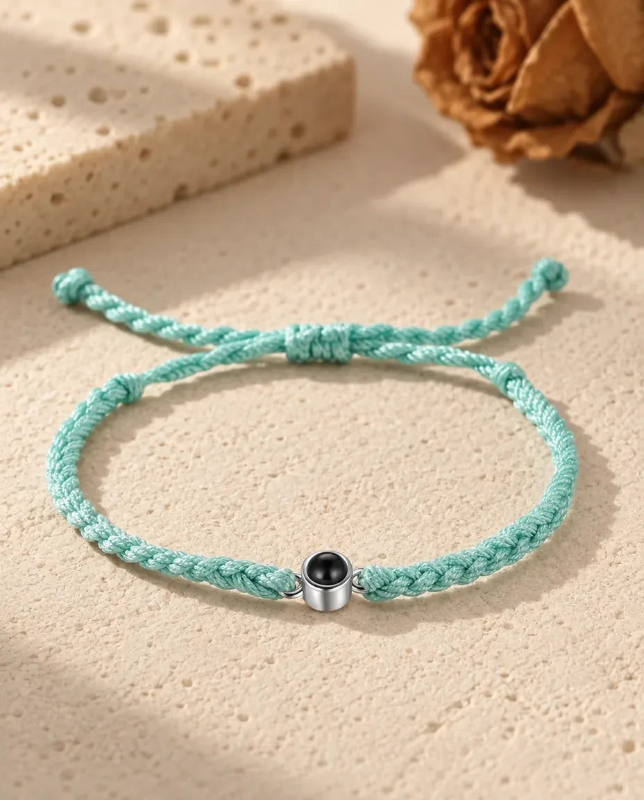 Friendship Knot Photo Projection Bracelet - in mint green