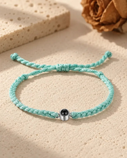 Friendship Knot Photo Projection Bracelet - in mint green