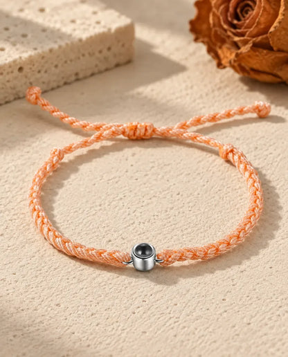 Friendship Knot Photo Projection Bracelet - in peach orange