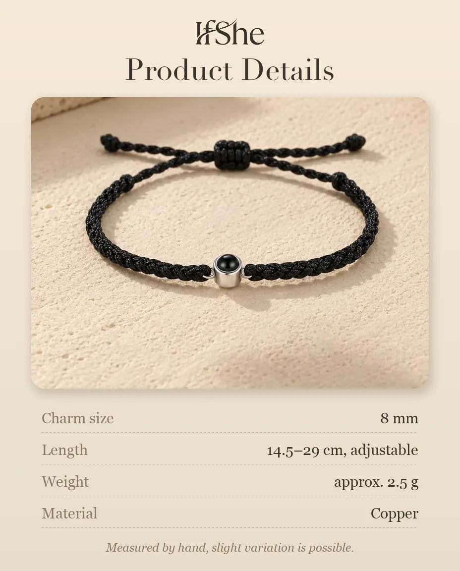 Friendship Knot Photo Projection Bracelet - size and material details