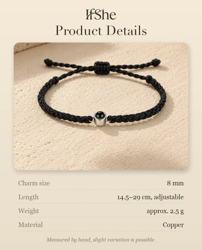 Friendship Knot Photo Projection Bracelet - size and material details