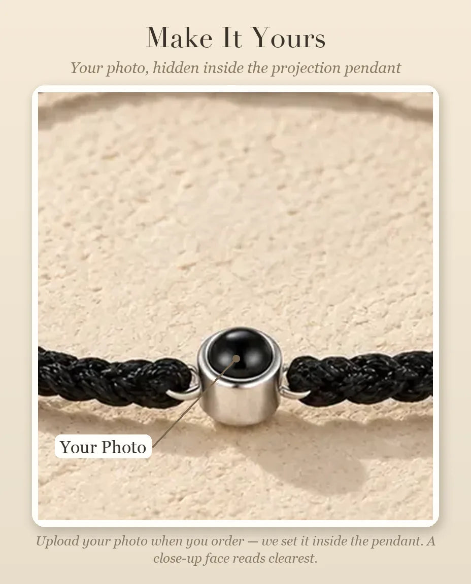 Friendship Knot Photo Projection Bracelet - personalization guide: photo upload