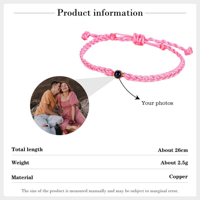 Bracelet with Picture Inside - Braided Rope Photo Projection Bracelet 5 Colours