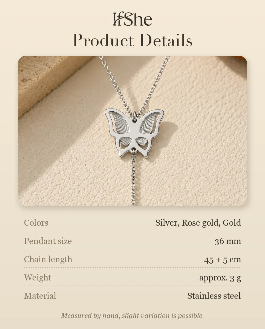 Personalized Butterfly Photo Projection Necklace - size and material details