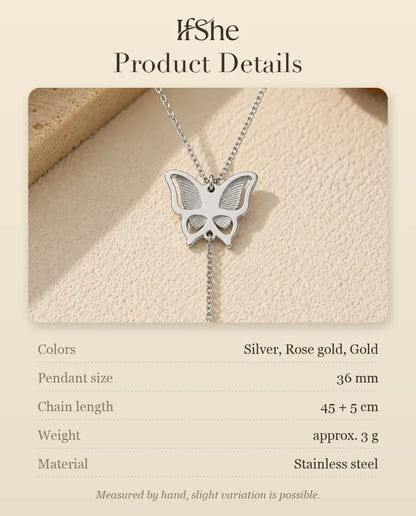 Personalized Butterfly Photo Projection Necklace - size and material details