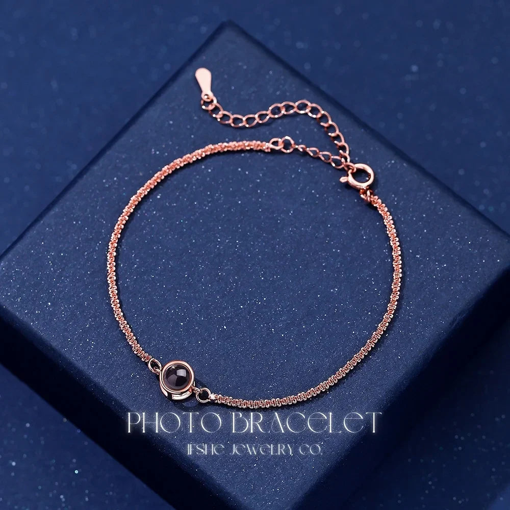 Circle Projection Charm Bracelet with Picture Inside - Photo Bracelet - Picture Bracelet