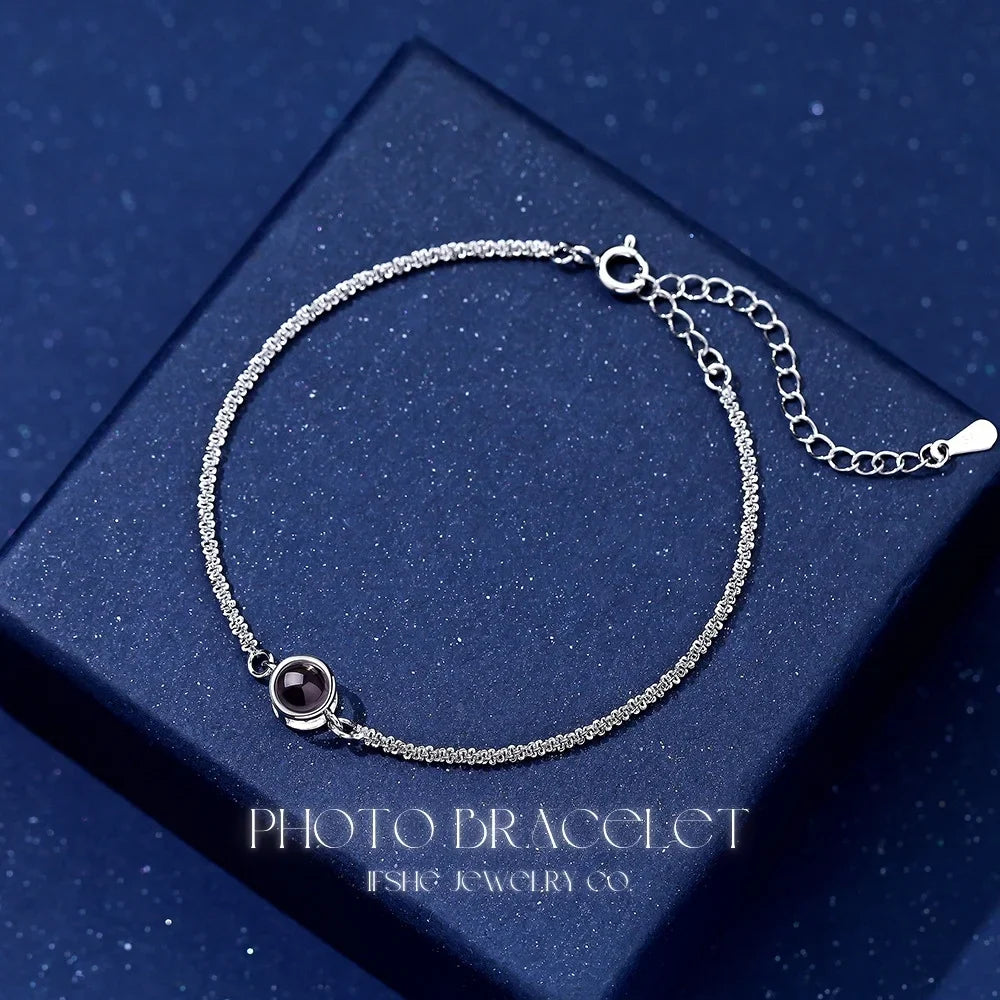 Circle Projection Charm Bracelet with Picture Inside - Photo Bracelet - Picture Bracelet
