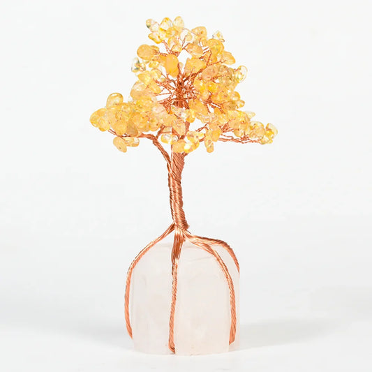 Citrine Crystal Tree with Clear Quartz Base