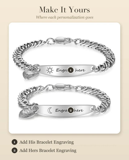 Couple Bracelets with Engraved Bar – personalization guide