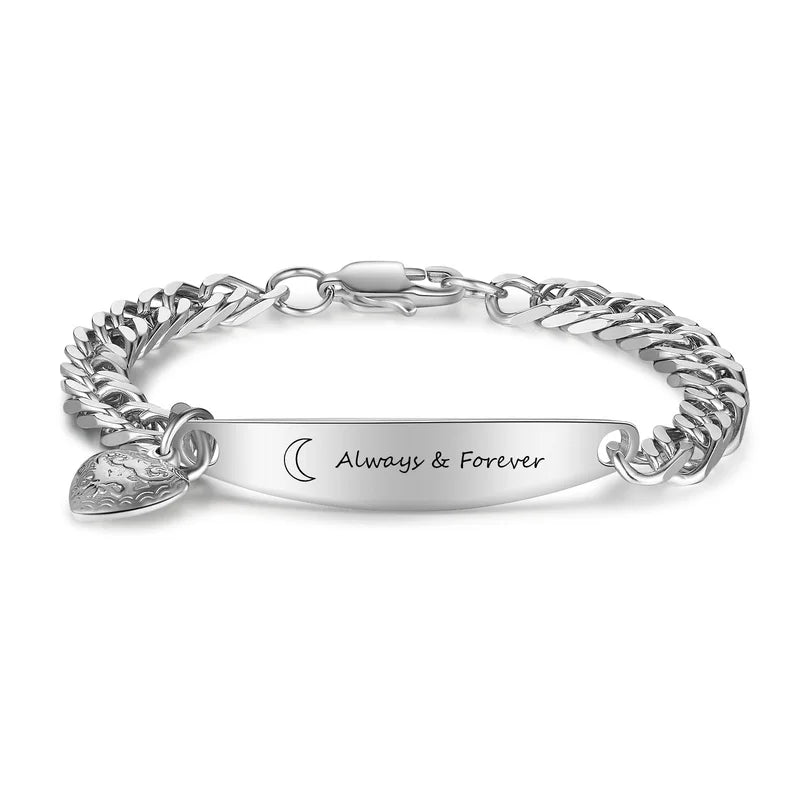 Couple Bracelets with Engraved Bar