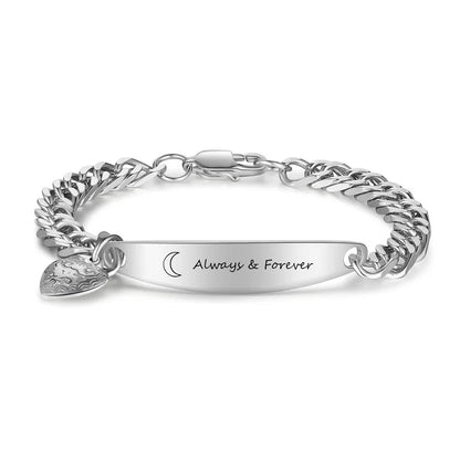 Couple Bracelets with Engraved Bar