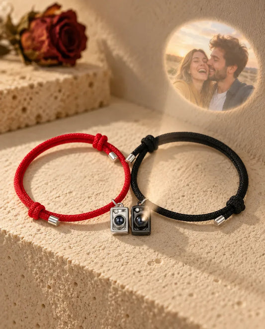 Photo Projection Couple Bracelet - projecting the hidden photo onto a wall