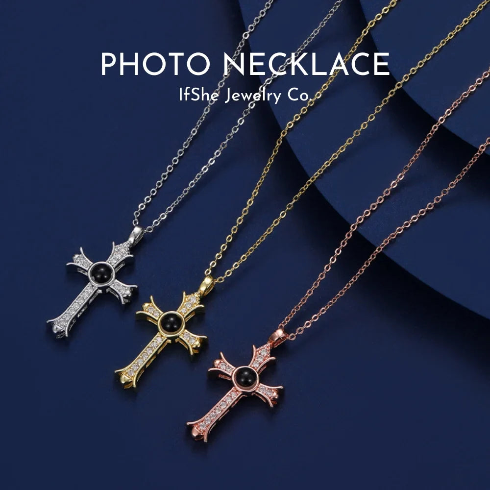 Cross Pendant with Picture Inside