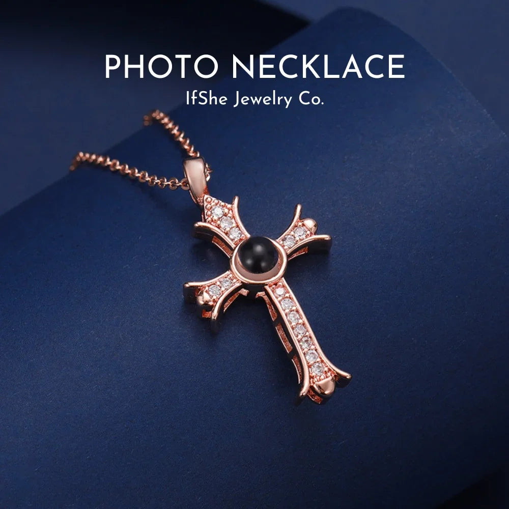 Cross Pendant with Picture Inside