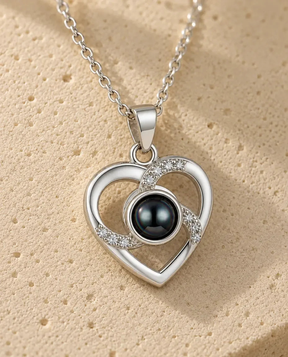 Personalized Photo Projection Necklace with Picture Inside - close-up of the projection charm
