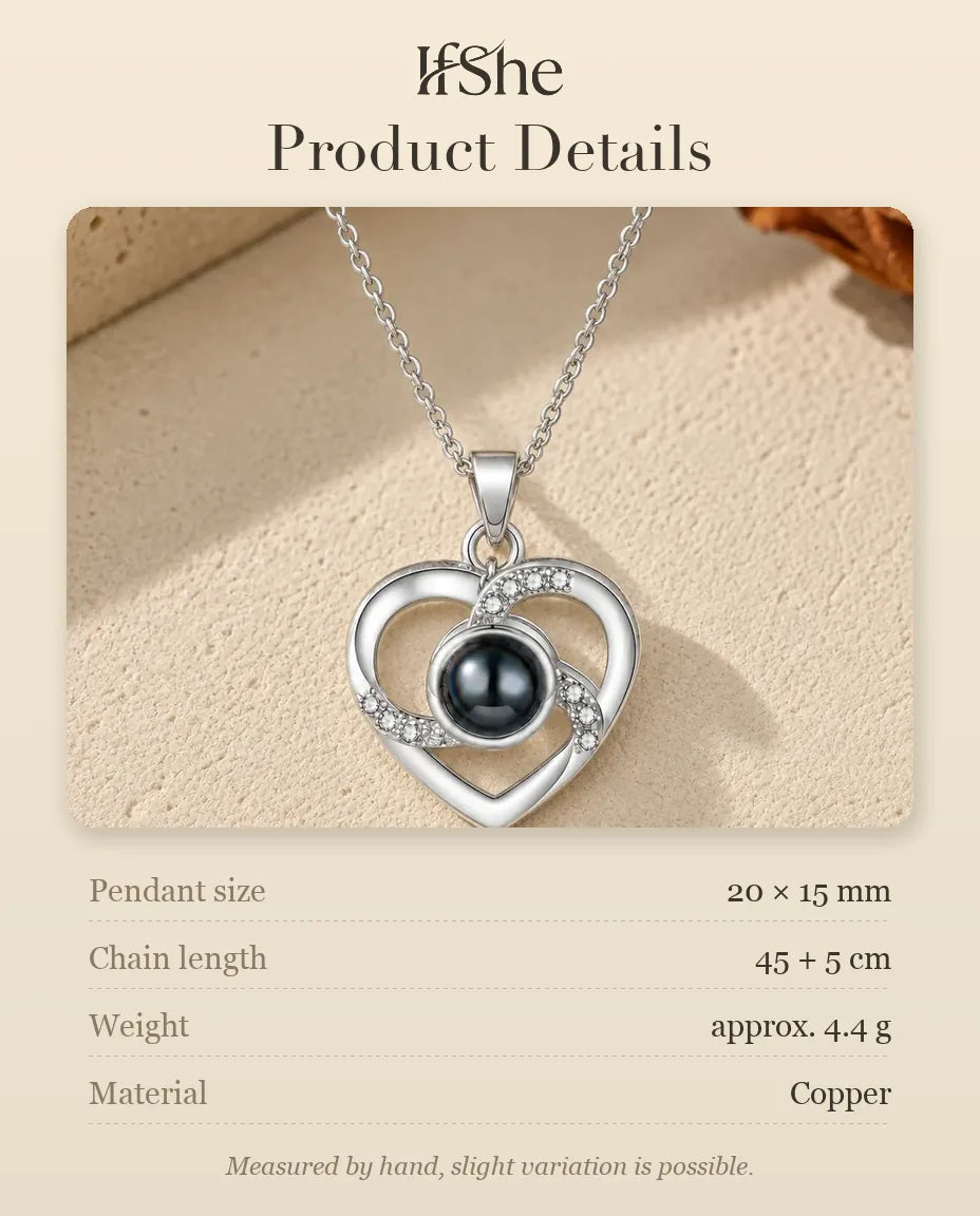 Personalized Photo Projection Necklace with Picture Inside - size and material details