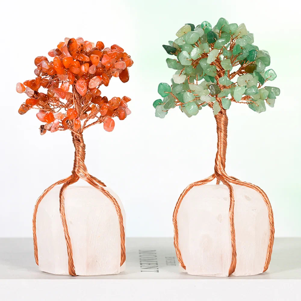 Red Onyx Crystal Tree with Clear Quartz Base
