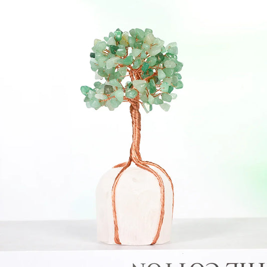 Green Aventurine Crystal Tree with Clear Quartz Base