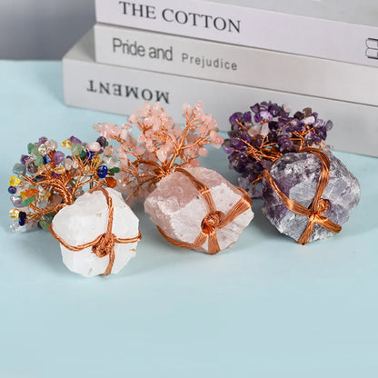 Seven Chakra Crystal Tree with Clear Quartz Base