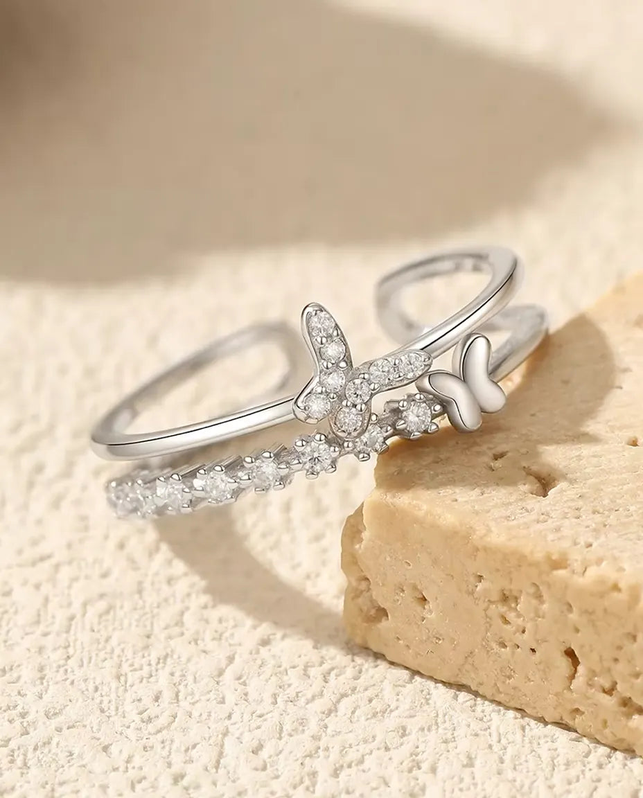 Cubic Zirconia Butterfly Ring