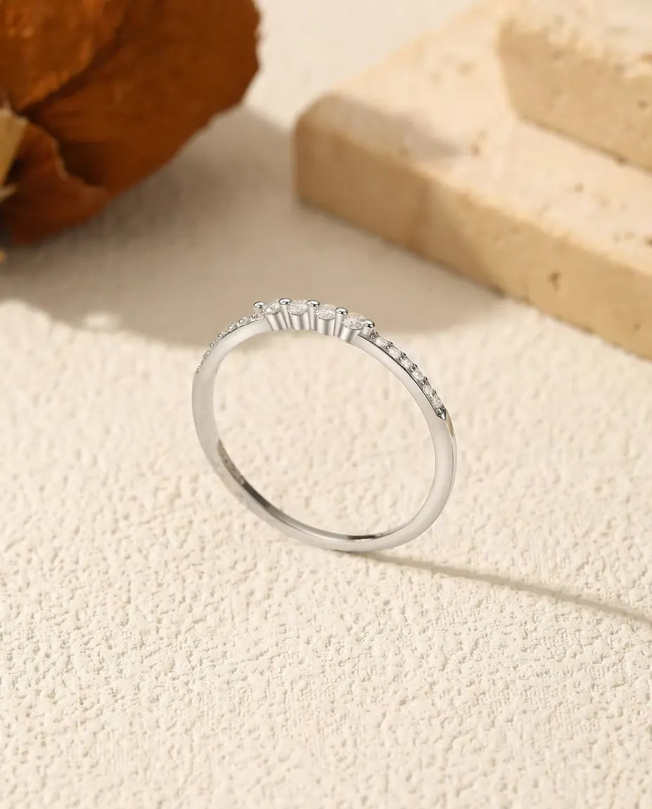 Curved Moissanite Wedding Band