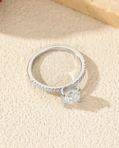 Cushion Cut Engagement Ring – 1 Ct D Color Moissanite Solitaire on 925 Sterling Silver, Classic Ring for Women