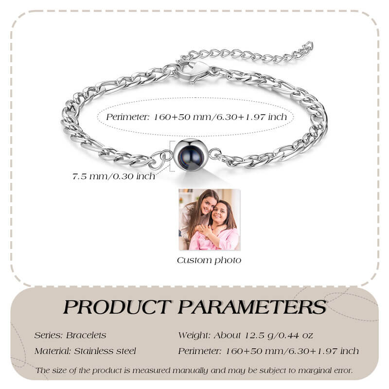 Bracelet with Picture Inside - Personalized Bracelet with Photo Projection Inside
