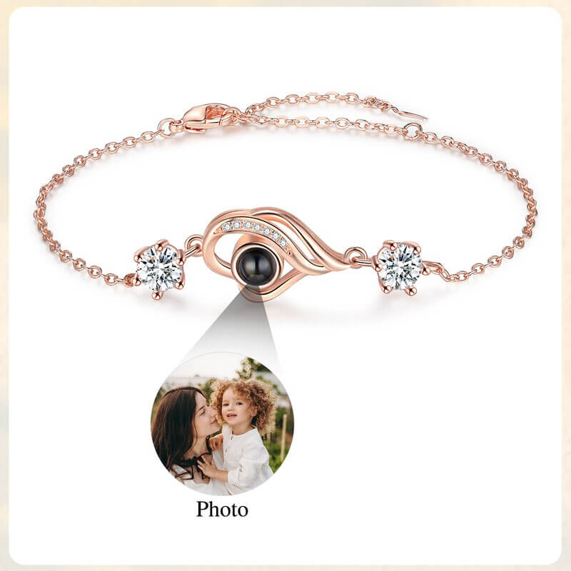 Bracelet with Photo Inside - Personalised Bracelet with Photo Projection Rose Gold