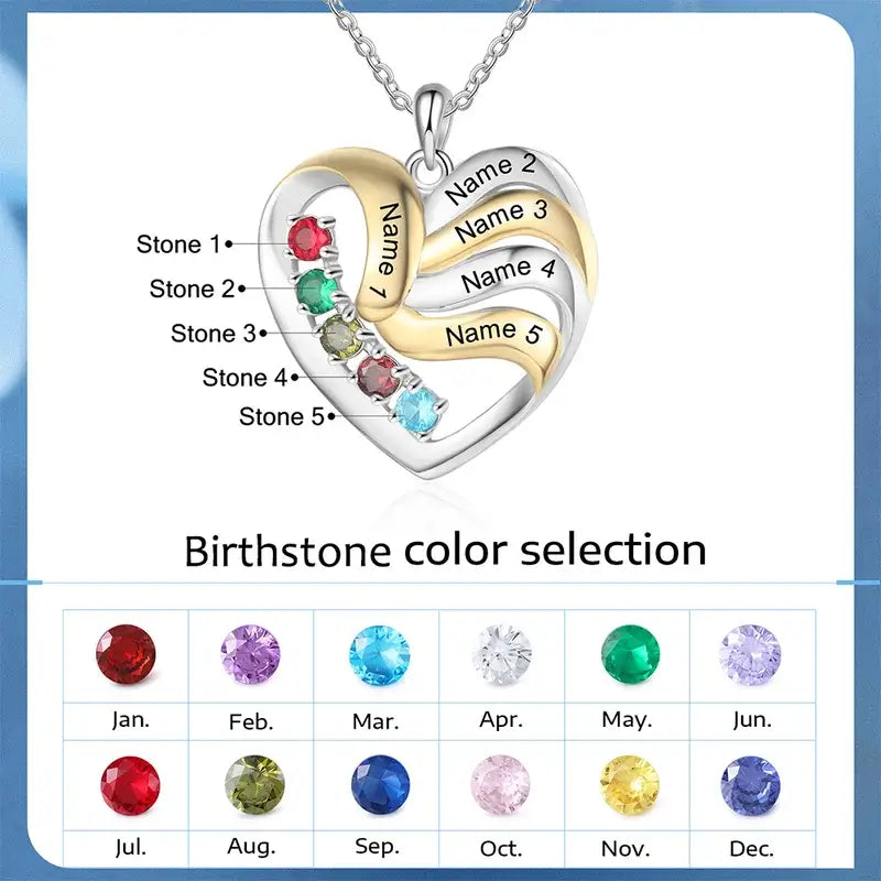 Mementos Personalized Mother's Family Birthstone and Names Necklace -  Walmart.com