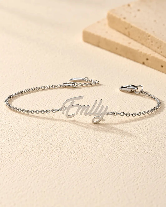 Sterling Silver Personalized Name Bracelet - front view