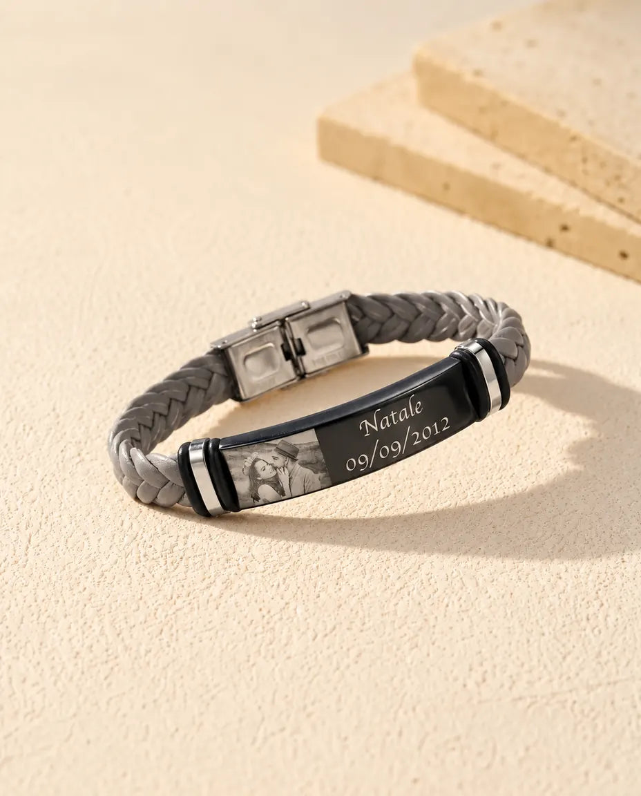 Custom Men's Photo Bracelet - front view