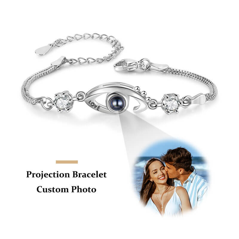 Custom Photo Projection Bracelet - Eye Charm Photo Bracelet