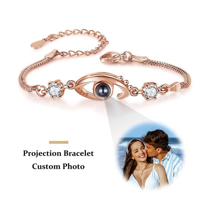 Custom Photo Projection Bracelet - Eye Charm Photo Bracelet
