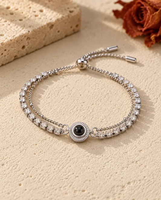 Photo Projection Bracelet - front view in silver